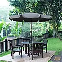 Image of OutSunny Patio Umbrella Steel, Aluminum, Polyester Grey