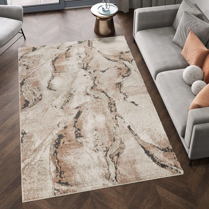 Image of Essence Living Room Area Rug Oragnic Abstract Design Contemporary Hallway Runner Indoor Rug- Terracotta 160X230