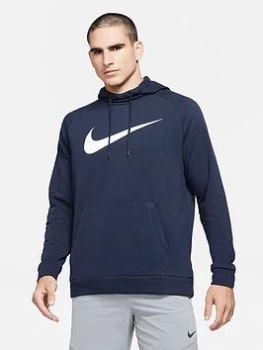 Image of Nike Training Dry Fleece Overhead Hoody - Navy, Size S, Men