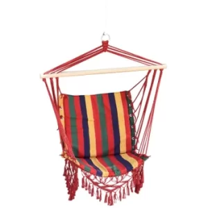 Image of Outsunny Hammock Chair Swing Colourful Striped Seat Porch Indoor Outdoor Hanging