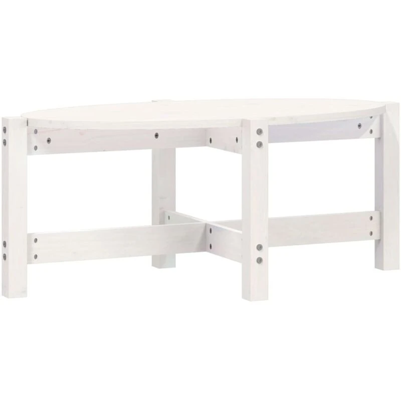 Image of Vidaxl Coffee Table White 87X48X35cm Solid Wood Pine, White 822323