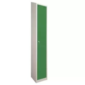 Image of 1 Door Locker, 300X450, Grey Carcass/Green Doors, Sloping Top, Camlock