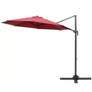 Image of Outsunny 3m Cantilever Aluminium Frame Outdoor Garden Parasol Wine Red