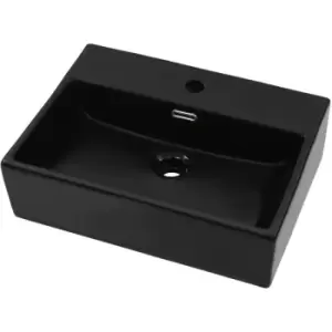 Image of Basin with Faucet Hole Ceramic Black 51.5x38.5x15cm Vidaxl Black