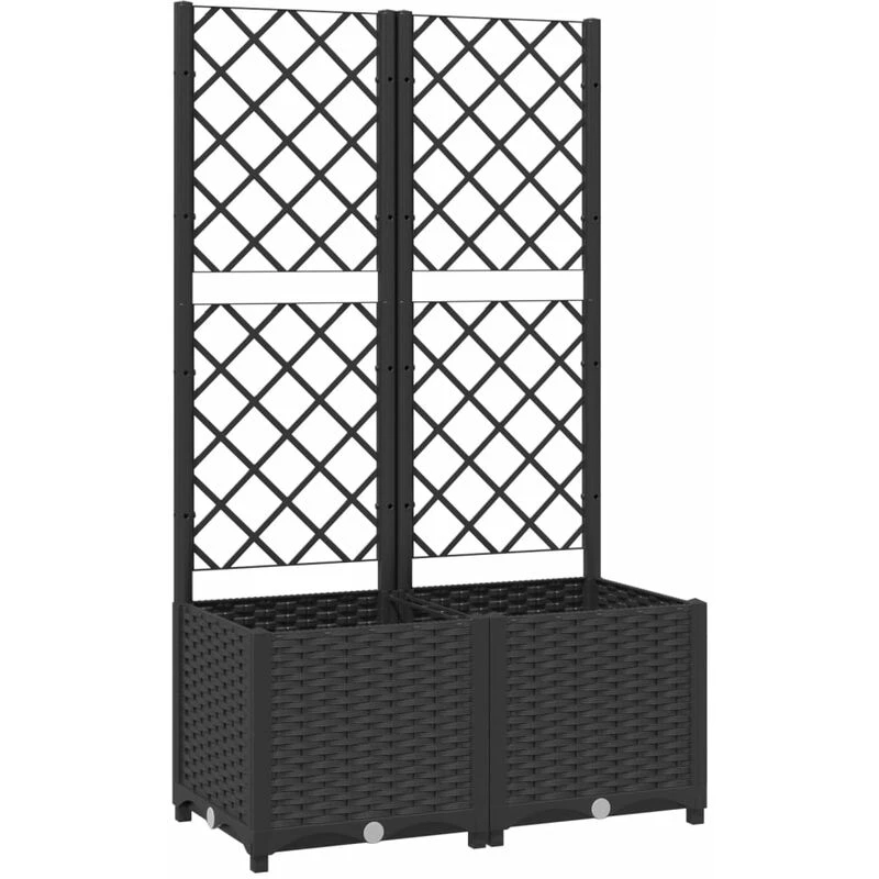 Image of vidaXL Garden Planter w/ Trellis Black 80x40x136cm PP, Black 318271