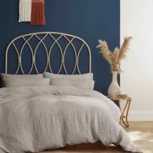 Image of Caspian Waffle Texture 100% Cotton Duvet Cover Set, Stone, Single - Pineapple Elephant