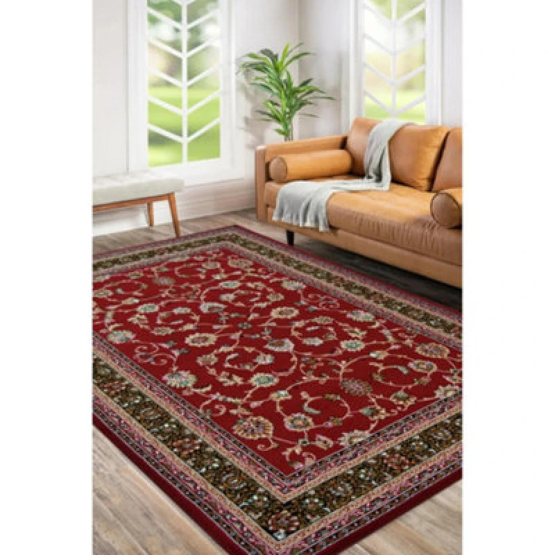 Image of Melrose Colorama Traditional Argrah Red Medium Indoor Area Rug 120/160Cm