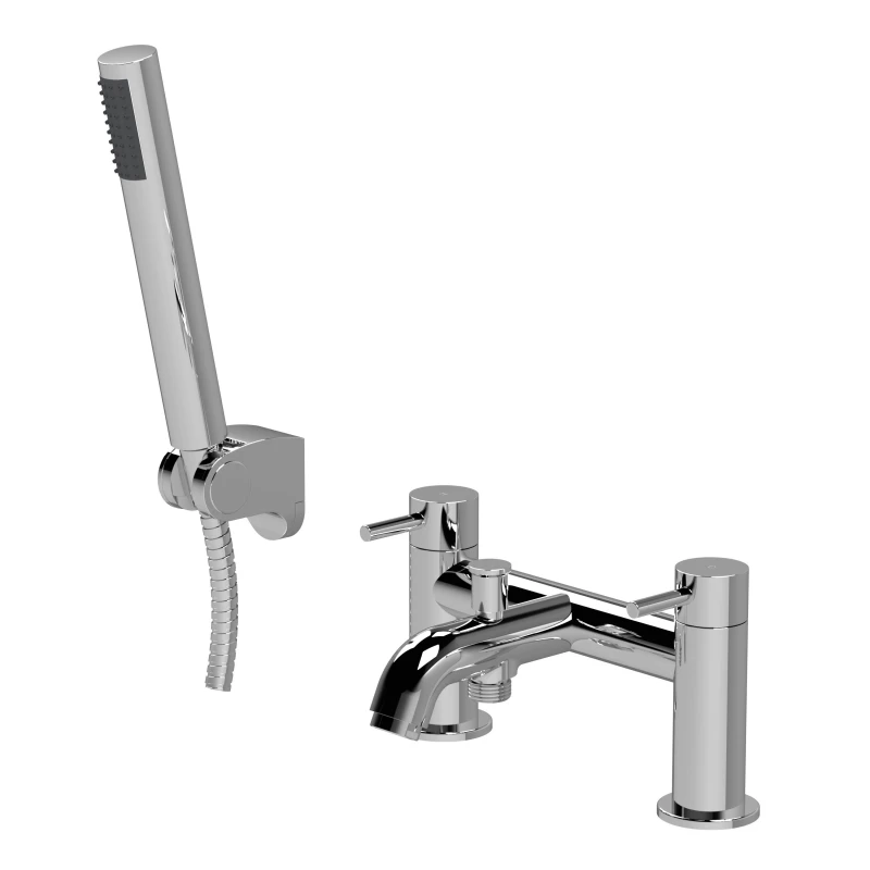 Image of Balterley Round Bath Shower Mixer Tap with Shower Kit Chrome Balterley Silver