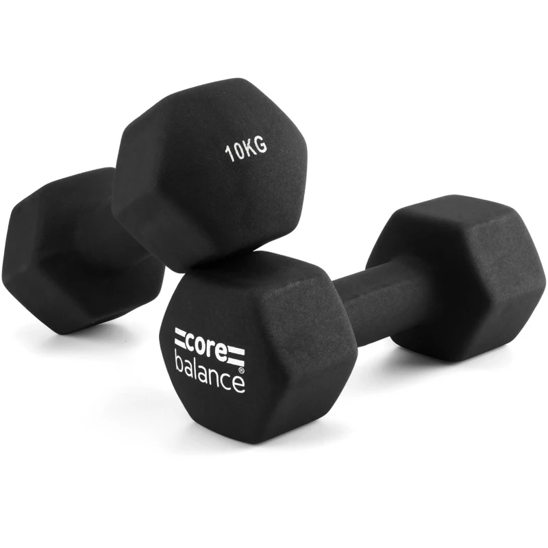 Image of Core Balance Neoprene Hex Dumbbells Set Of 2 Cast Iron Hexagonal Hand Weights Core Balance Black