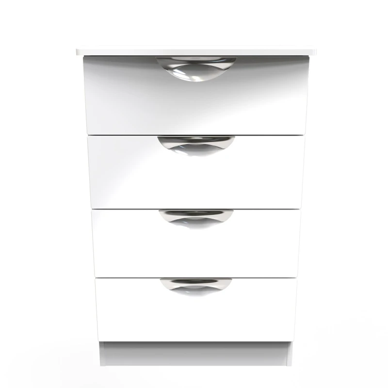 Image of Welcome Furniture Ready Assembled Camden 4 Drawer Midi Chest In White Gloss, White CAM008WGW
