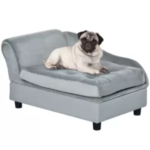 Image of PawHut Pet Sofa Dog Chair Cat Couch w/ Storage Cushion - Light Blue