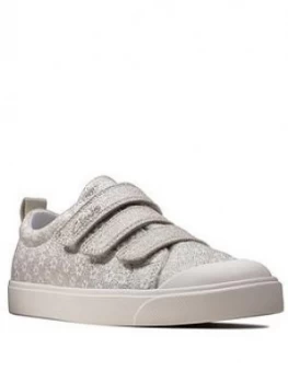 Image of Clarks Childrens City Vibe Canvas Shoe - Silver