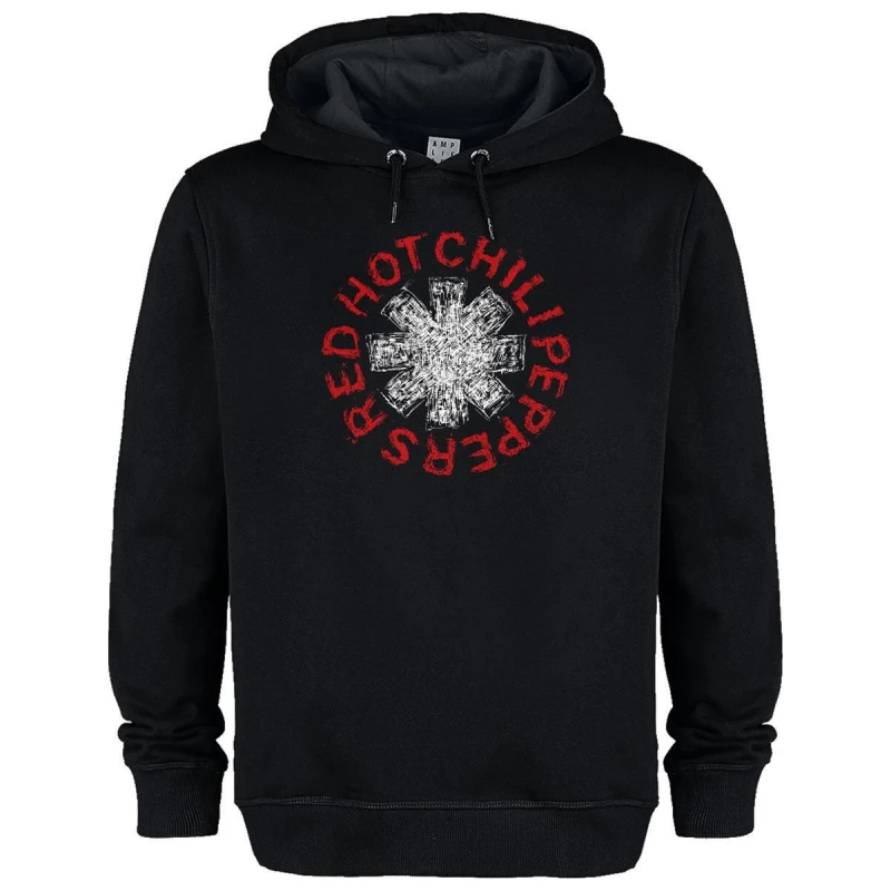 Image of Amplified Amplified Men Scribble Asterix Red Hot Chili Peppers Hoodie in Black Size: X-Small Black XS Male 5063693000639