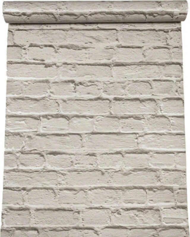 Image of Muriva Painted Brick Pattern Wallpaper Faux Effect Metallic Motif Textured Roll[GREY L22619]