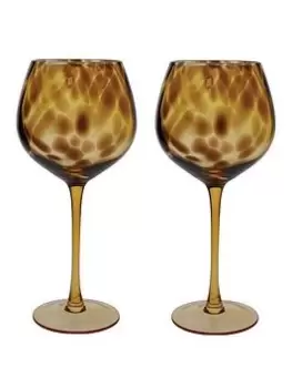 Image of Barcraft Tortoise Shell Set Of 2 Wine Glasses