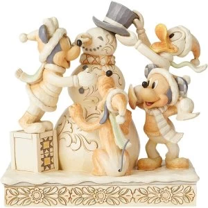 Image of Frosty Friendship White Woodland Mickey and Friends Figurine