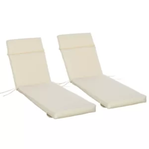 Image of Outsunny Set of 2 Sun Lounger Cushion Non-Slip Seat Pads Garden Patio Reclining Chair for Indoor Outdoor, 196 x 55cm, Cream White