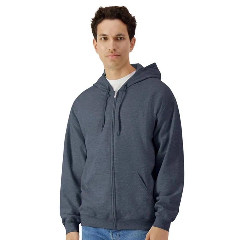 Image of Gildan Mens Softstyle Midweight Full Zip Hoodie in Dark Grey Size: Small Dark Grey Male S