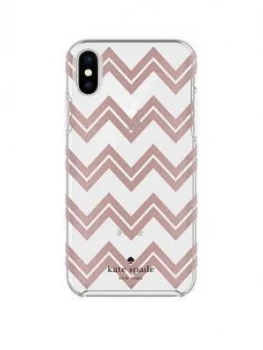 Image of Kate Spade New York Kate Spade Protective Hardshell Case For iPhone X Chevron Rose Gold Glitter