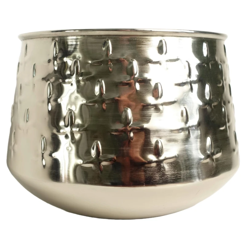 Image of N/A 18cm Silver Cross Metal Planter by Leaf