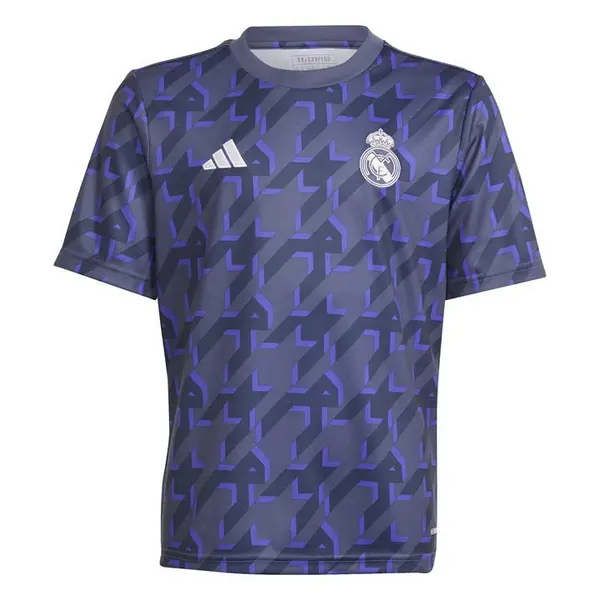 Image of adidas Real Madrid Pre Match Jersey 2023 2024 Juniors Licensed Short Sleeve T-Shirts 7-8 Years Blue 37925618175