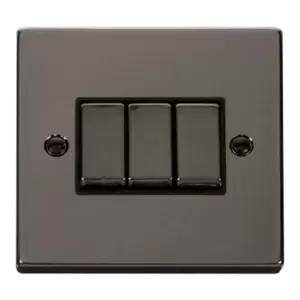Image of Click Scolmore Deco 10A 3 Gang 2 Way Rocker Switch - VPBN413BK