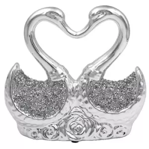 Image of Silver Sparkle Loving Swans Figurine