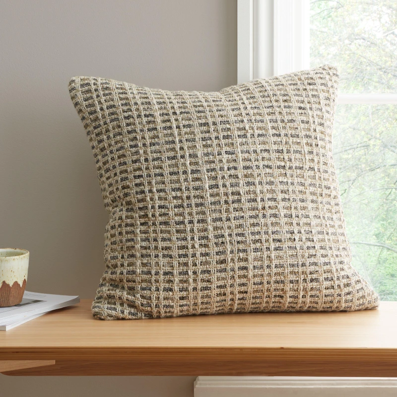 Image of Bianca 'Amble' Linen Blend Cushion Charcoal unisex