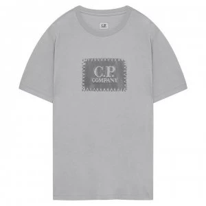 Image of CP COMPANY 30/1 Block Logo T Shirt - Grey/Wht M93