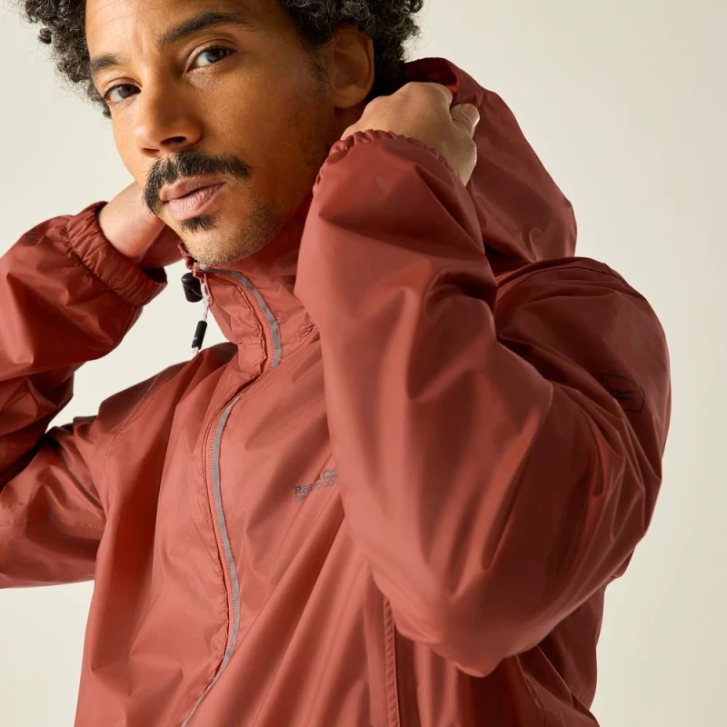 Image of Regatta Mens Lyle IV Waterproof Packaway Jacket in Terracotta Size: 3XL Terracotta Male 3XL