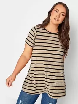 Image of Yours Rib Swing T-Shirt Retro Stripe - Natural, Size 30-32, Women