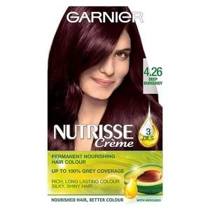 Image of Garnier Nutrisse 4.26 Deep Burgundy Red Permanent Hair Dye Red