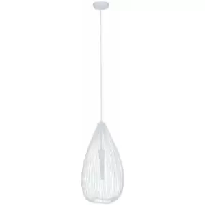 Image of Teardrop White Pendant Light Contemporary Style Ceiling Light For Living Room Dining Room Bedroom And Hallway White Finish Sleek Design 32 x 177 x 32