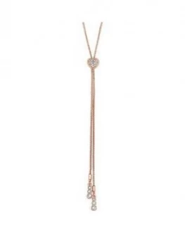 Image of Jon Richard Jon Richard Swarovski Rose Gold Fine Pave Heart Lariat Necklace