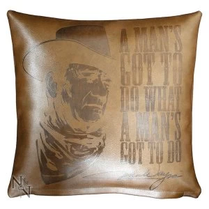 Image of John Wayne Embossed Leather Cushion