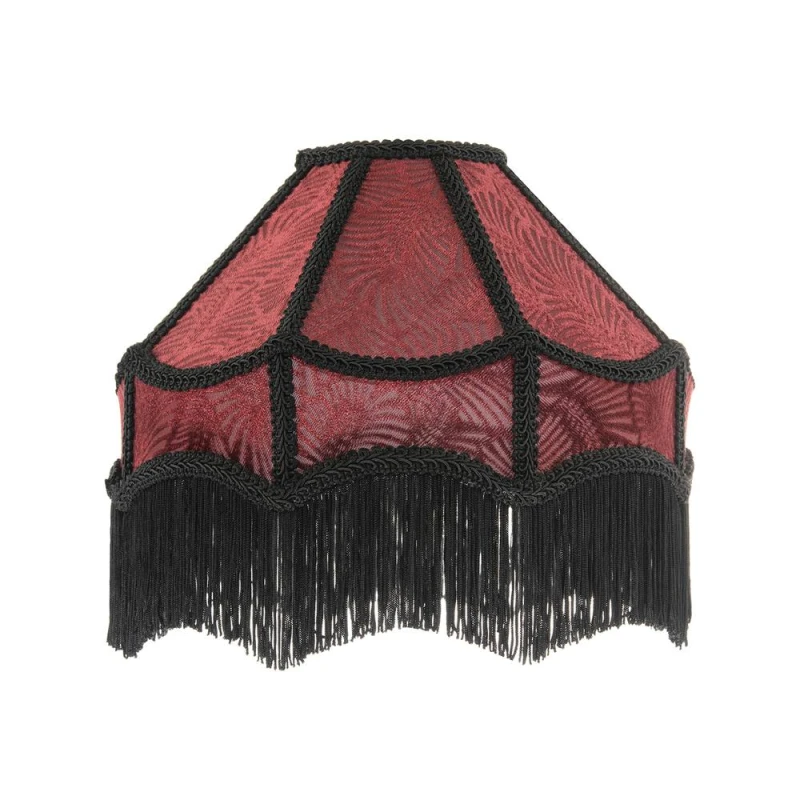 Image of Happy Homewares Vintage Victorian Style Lamp Shade in Burgundy with Black Tassels Size: 12" Burgundy Unisex 12"