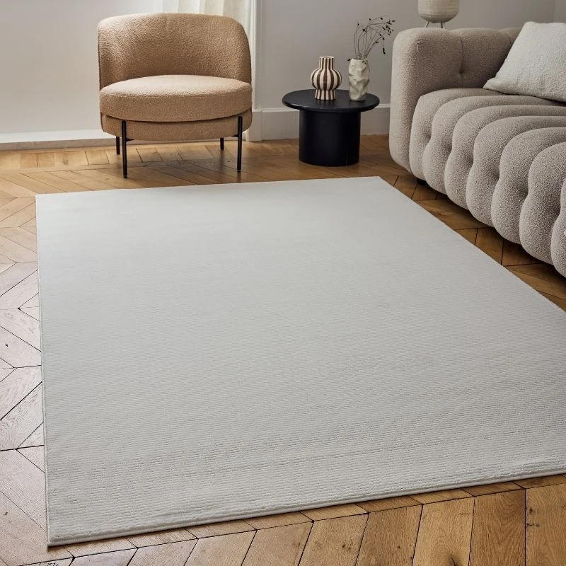Image of THE RUGS Carmel Modern Area Rugs & Runners Striped Design Soft Pile in Cream Size: 80cm x 150cm Cream Unisex 80cm x 150 cm