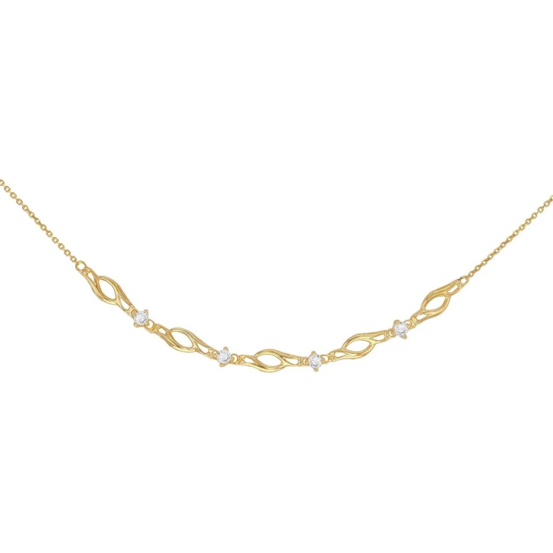 Image of Be You 9ct Gold CZ and Twist Curve Necklace Yellow Gold female 16-17in