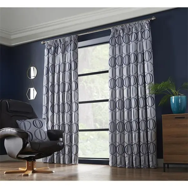 Image of Other Omega Multi Yarn Fully Lined Pencil Pleat Curtains - Blue 117x183cm