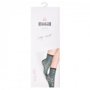 Image of Wolford Wolford Logo Socks - 8222 Whi/Blk
