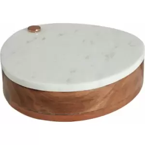 Image of White Marble/Wood Cheese Knife and Board Set - Premier Housewares