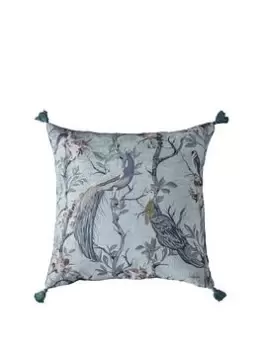 Image of Gallery Peacock Tassel Cushion - Teal