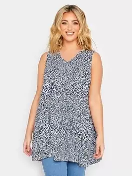 Image of Yours Pleat Swing Vest Blue/Pink Ditsy, Blue, Size 22-24, Women