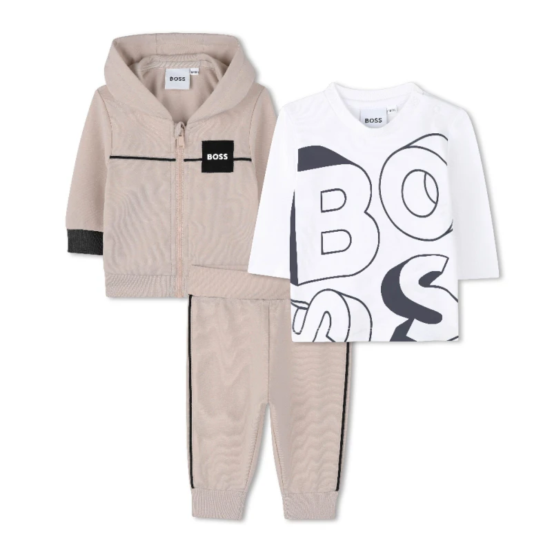 Image of Boss Kids Top and Trouser Pyjama Set Off White male 3M