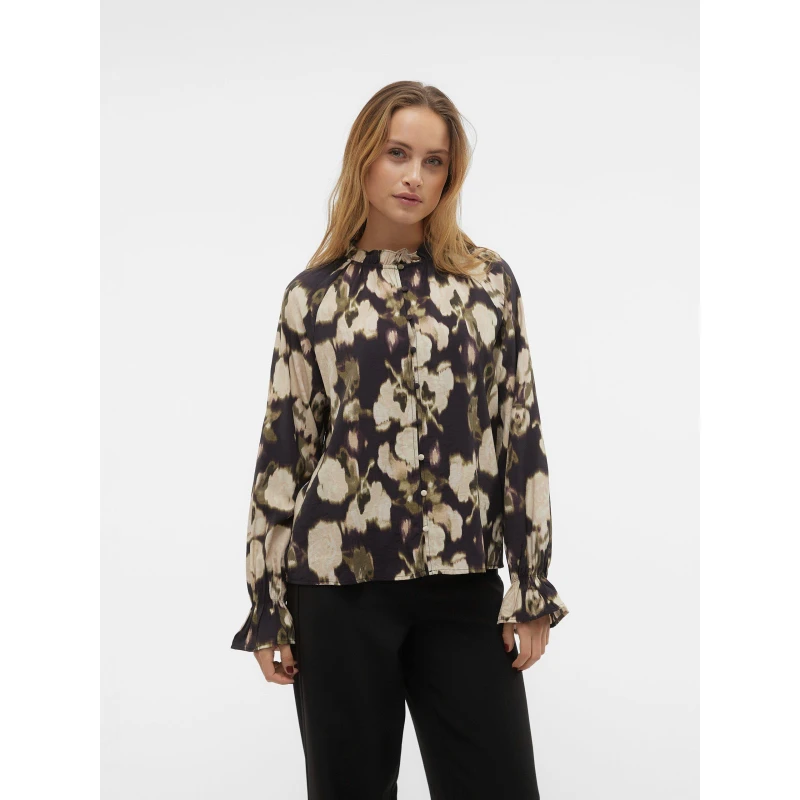 Image of Vero Moda VM Ls Frll Shrt - Black 8