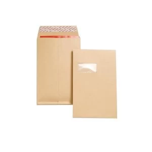 Image of New Guardian C4 25mm Gusseted Peel and Seal Window Envelopes 130gsm Manilla Pack of 100