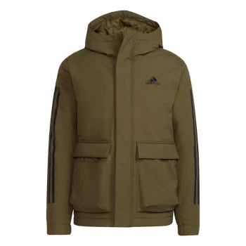 Image of adidas Utilitas 3-Stripes Hooded Jacket (Gender Neutral) - Focus Olive