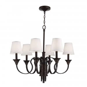 Image of 6 Light Multi Arm Chandelier Weathered Brass, Bronze Finish, E14