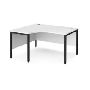Image of Office Desk Left Hand Corner Desk 1400mm White Top With Black Frame 1200mm Depth Maestro 25 MB14ELKWH