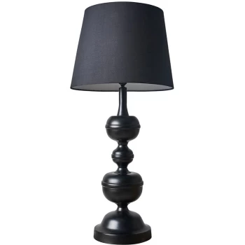Image of Tall Matt Black Table Lamp with a Tapered Lampshade - Black - No Bulb